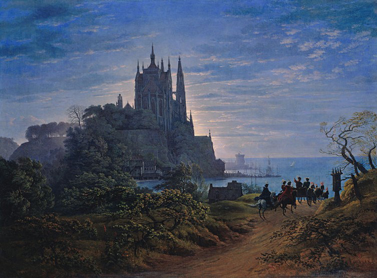 Karl friedrich schinkel Gothic Church on a Rock by the Sea